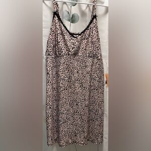 Leopard Print Nightgown with Black Lace Trim